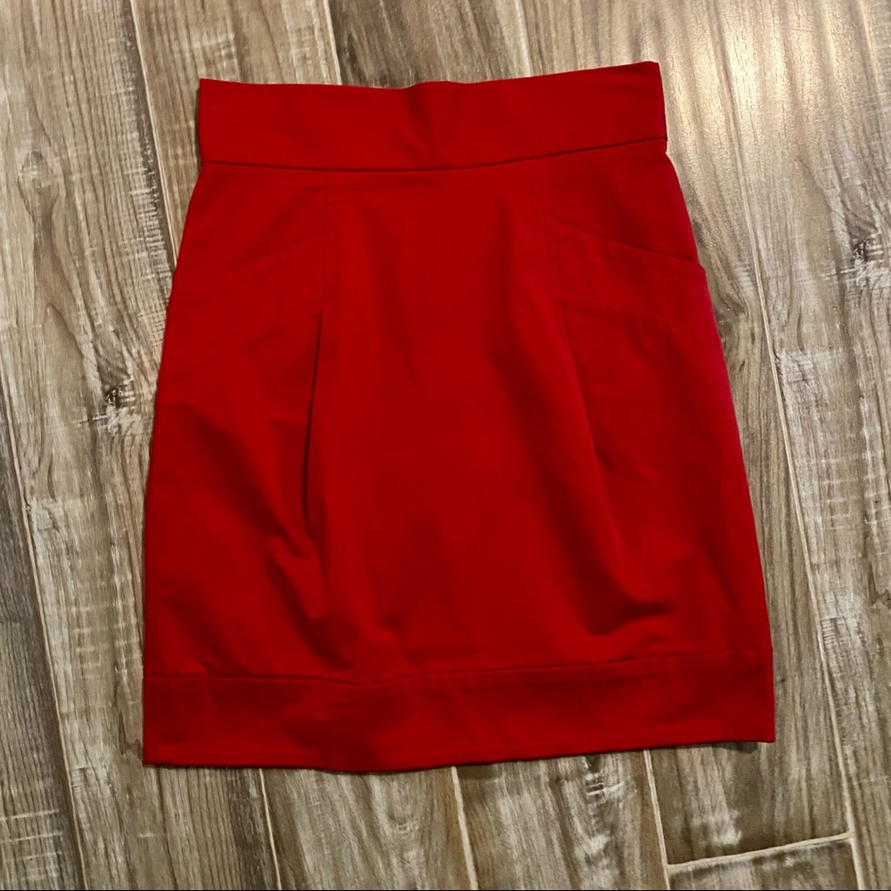 French Connection High Waist Mini Pencil Red Skirt Size 2